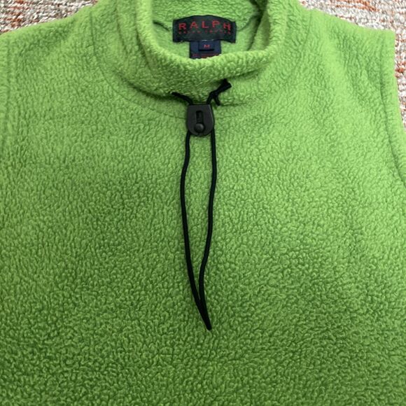 RALPH LAUREN Vintage Women's Vest Green Fleece Front Pocket Size Medium - Picture 3 of 8